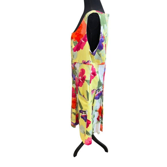 Ralph Lauren Fit Flare Floral Dress Square Neck Pockets Cotton Plus Size 16 - Picture 7 of 14